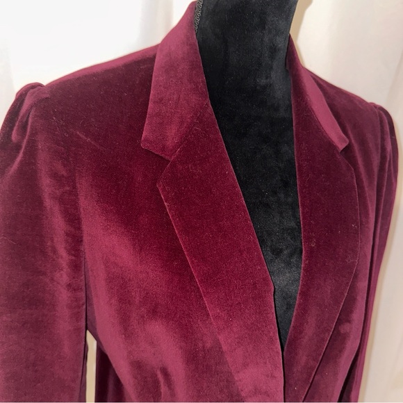 Vintage 1970s Women's Cranberry Velvet Blazer Size 12 - Picture 4 of 12